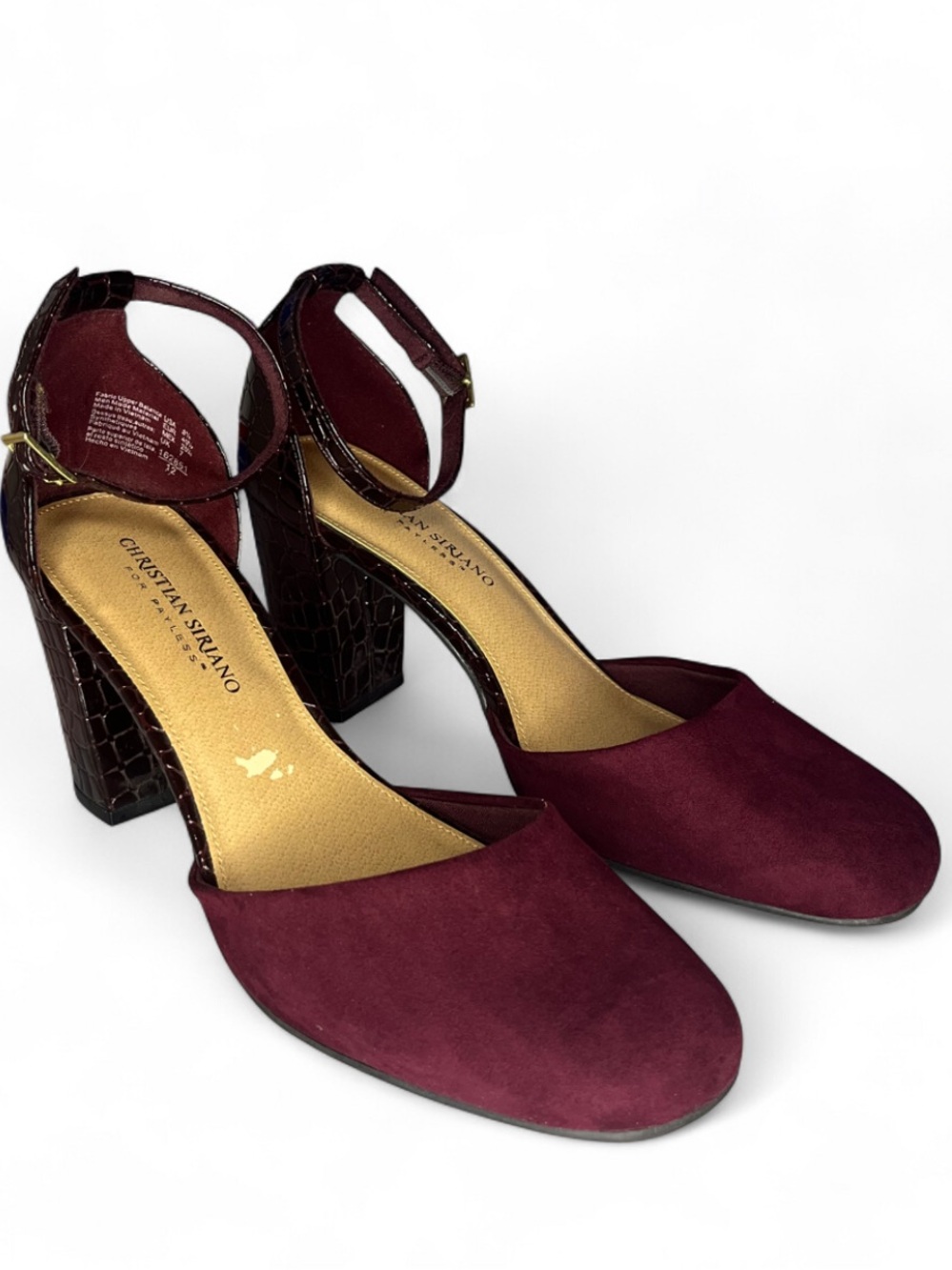 Christian Siriano for Payless Millie block heels suede crocodile-embossed 8.5